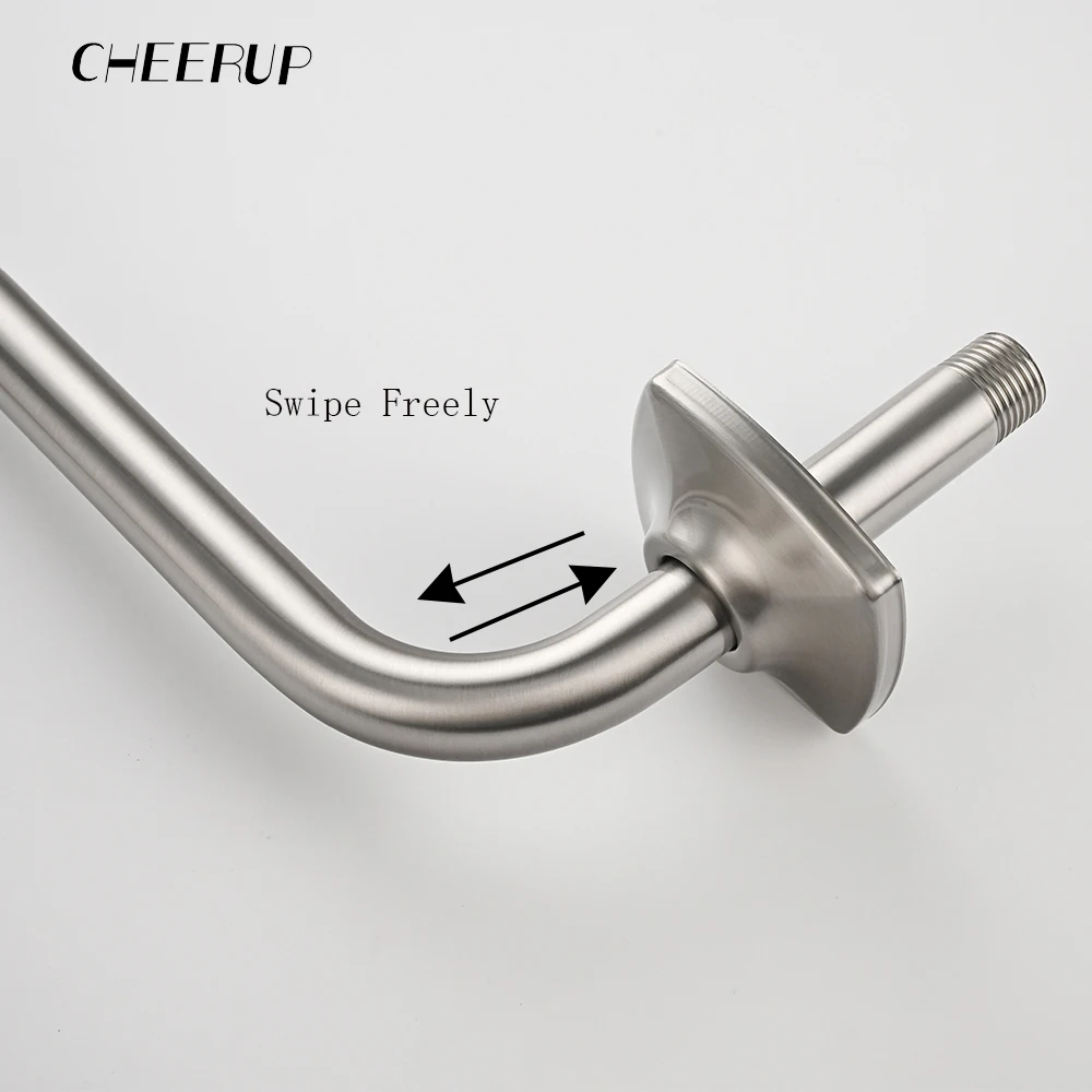 Description Picture 5 of itemWall Mounted Shower Arm Extension Pipe Stainless Steel Rainfall Head Elbow Accessories Bathroom Accessories Brushed Nickel