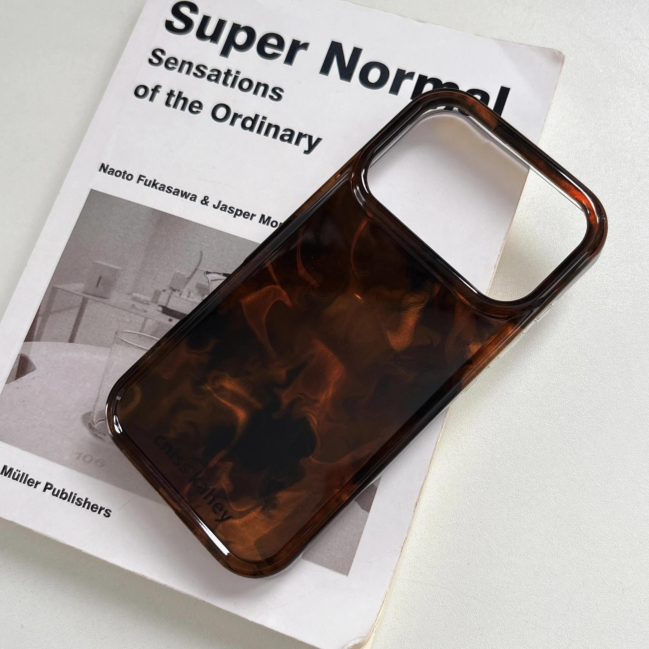 Korean Vintage Amber Leopard Print 3D Gemstone Stand Phone Case