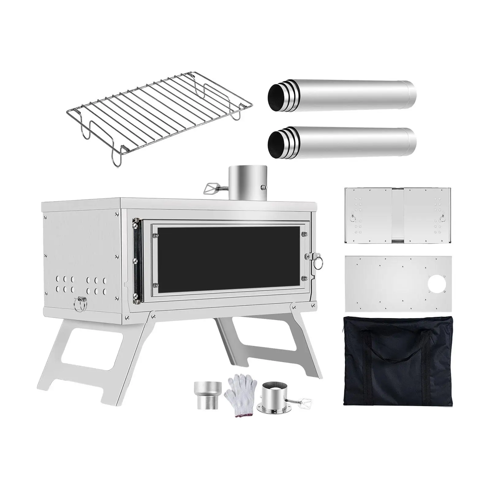 

Tent Wood Burning Stove with Storage Bag Foldable Camping Stove with Chimney Pipes for Outdoor Picnic Backpacking Patio Fishing