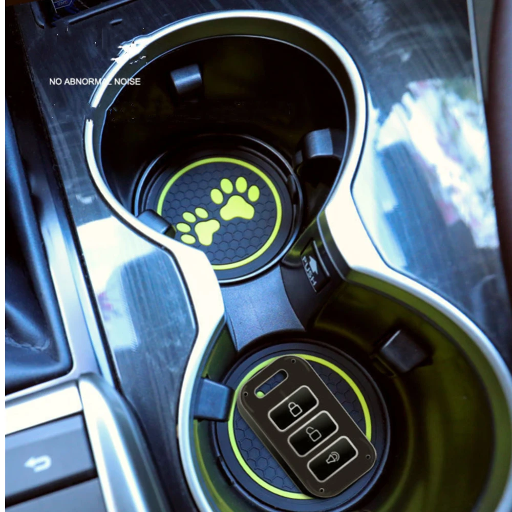 2Pcs Car Coaster Pads Non-slip Water Cup Pad Cat paw footprint Rubber Mat for Bottle Holder