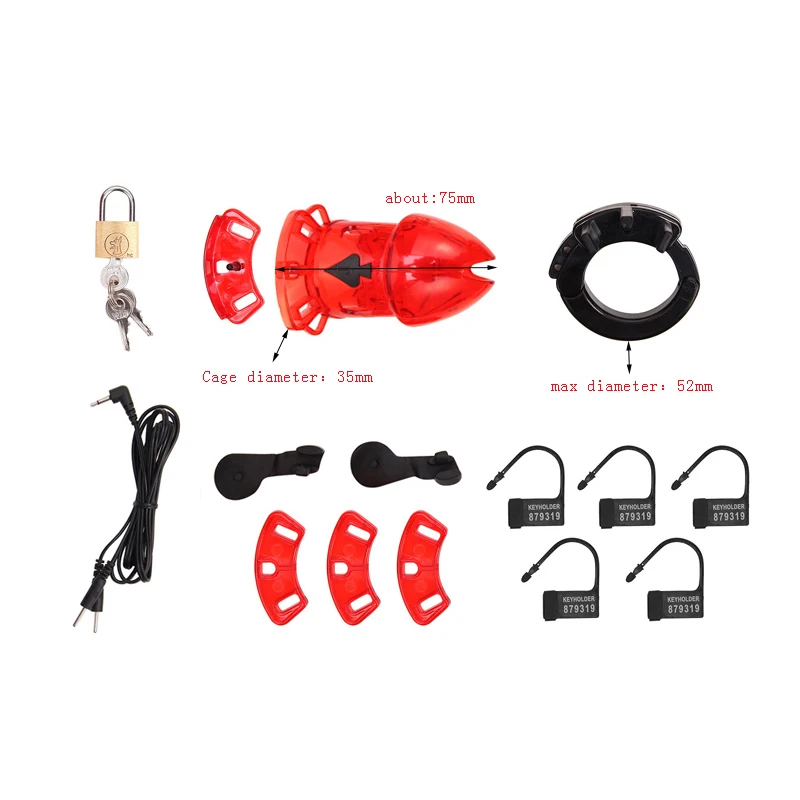 Electro Shock Penis Ring Chastity Belt Penis Lock Electric Male Chastity Device Cock Cage BDSM Adult Sleeve Stimulate Sex Toys electro sex toys electric sex toys penis rings