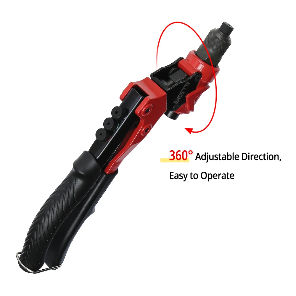 ALLSOME 360&deg; Swivel Head Rivet Nut Guns 3 in 1 Hand Riveter of Sleeve Nuts Threaded Tool for Auto M3/4/5/6 Multi Reaming
