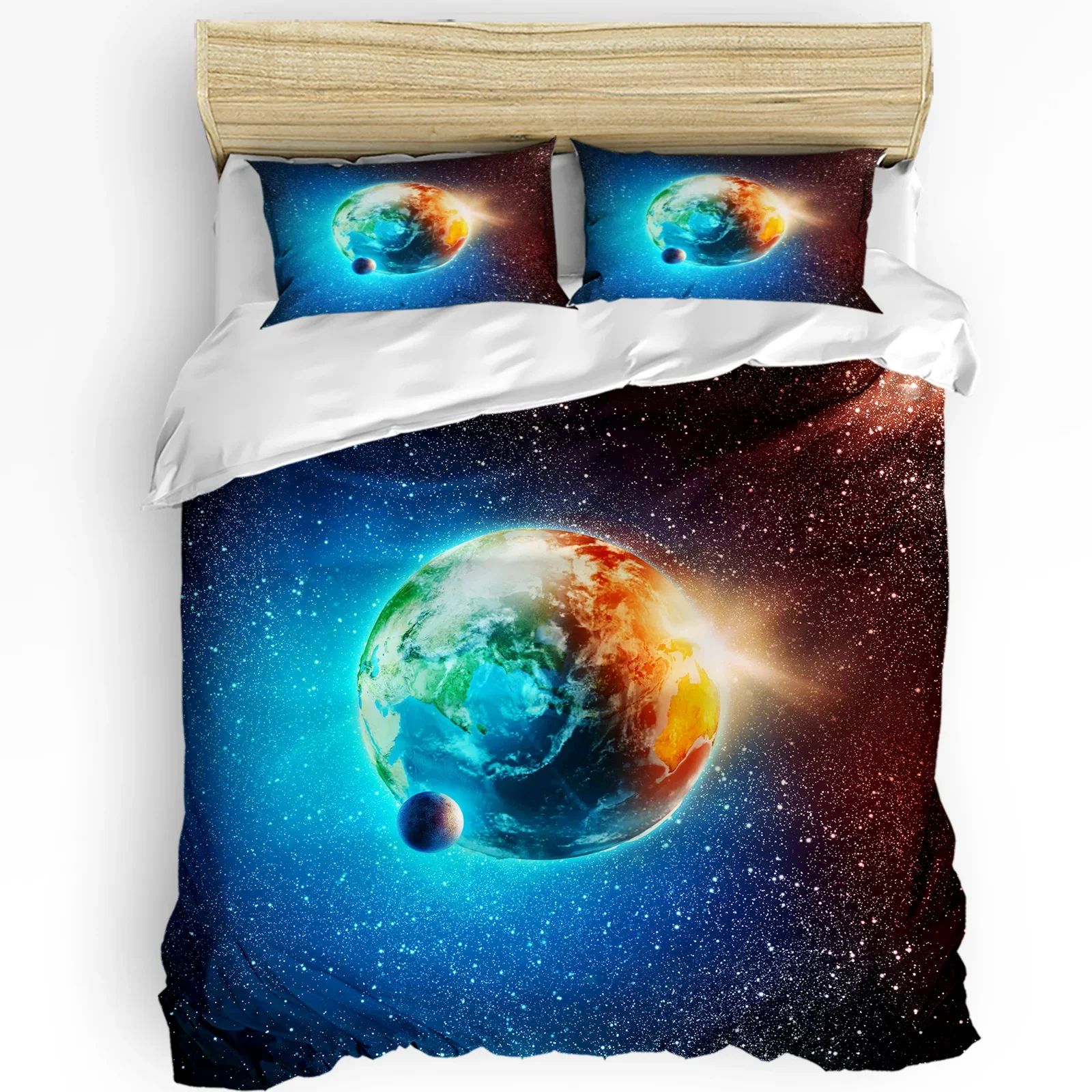 

3pcs Bedding Set Earth Universe Space And Stars Home Textile Duvet Cover Pillow Case Boy Kid Teen Girl Bedding Covers Set