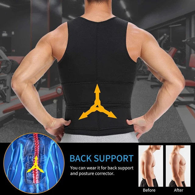 Neoprene Men's Shapers Sweat Vest for Men Waist Trainer Vest Adjustable Workout Body Shaper with Double Zipper for Sauna Suit 5