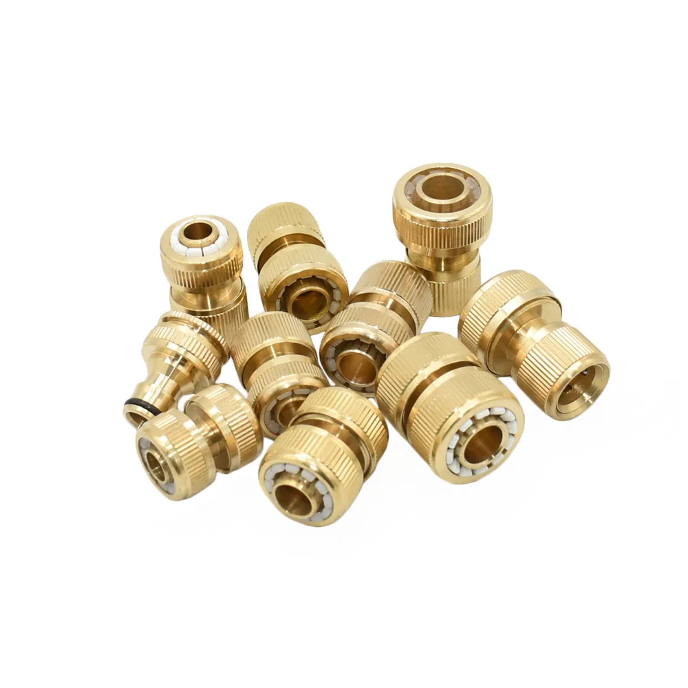 Garden Hose Adapter 1/2" 3/4" 5/8" 1" Brass Tap Quick Connecter 16mm 20mm Copper Hose Coupling Adapter Garden Watering Gun Water Stop Fittings