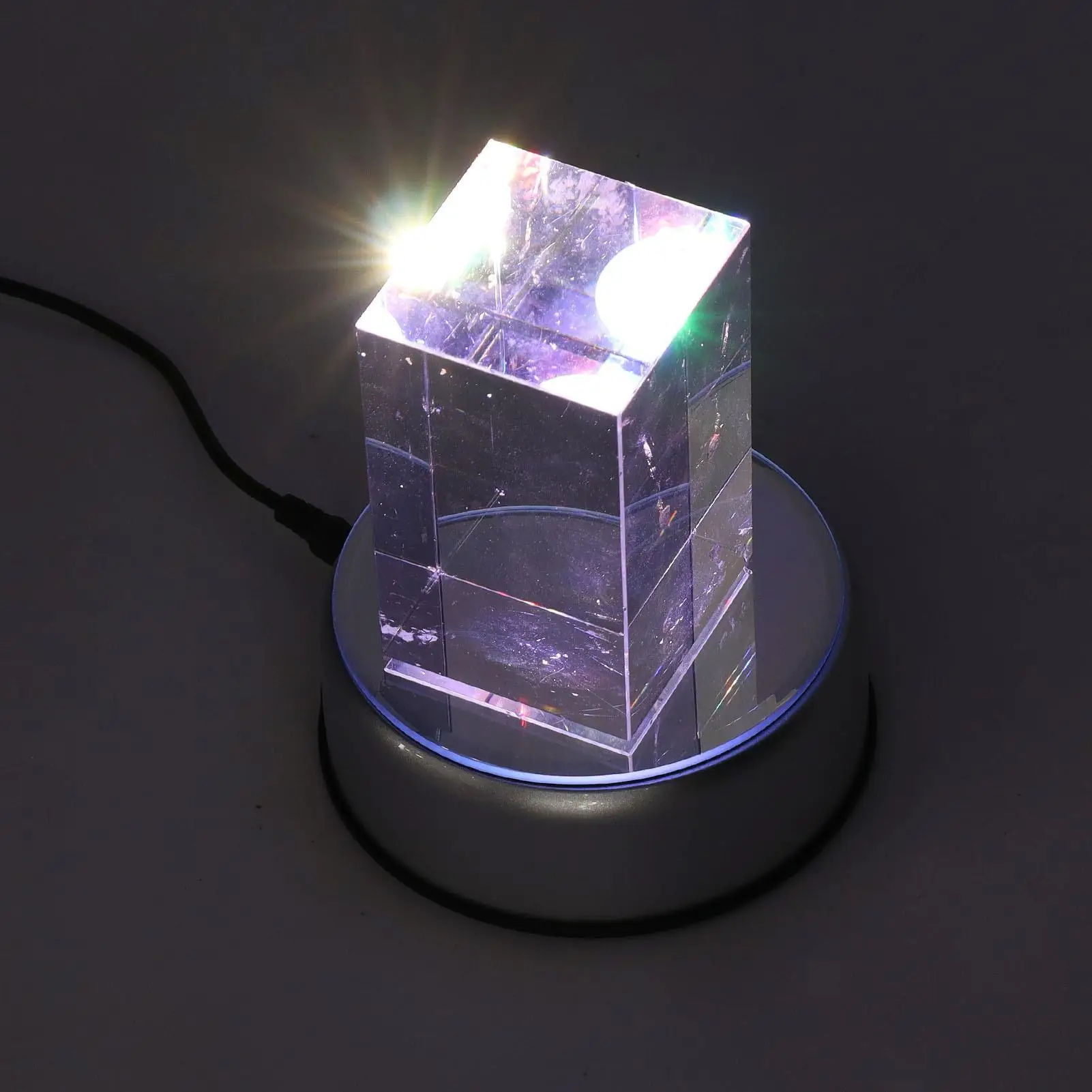 Rotating Display Stand 360&deg; Rotating LED Display Stand USB for resin for cups & Crystals-Perfect Showcasing Collectibles