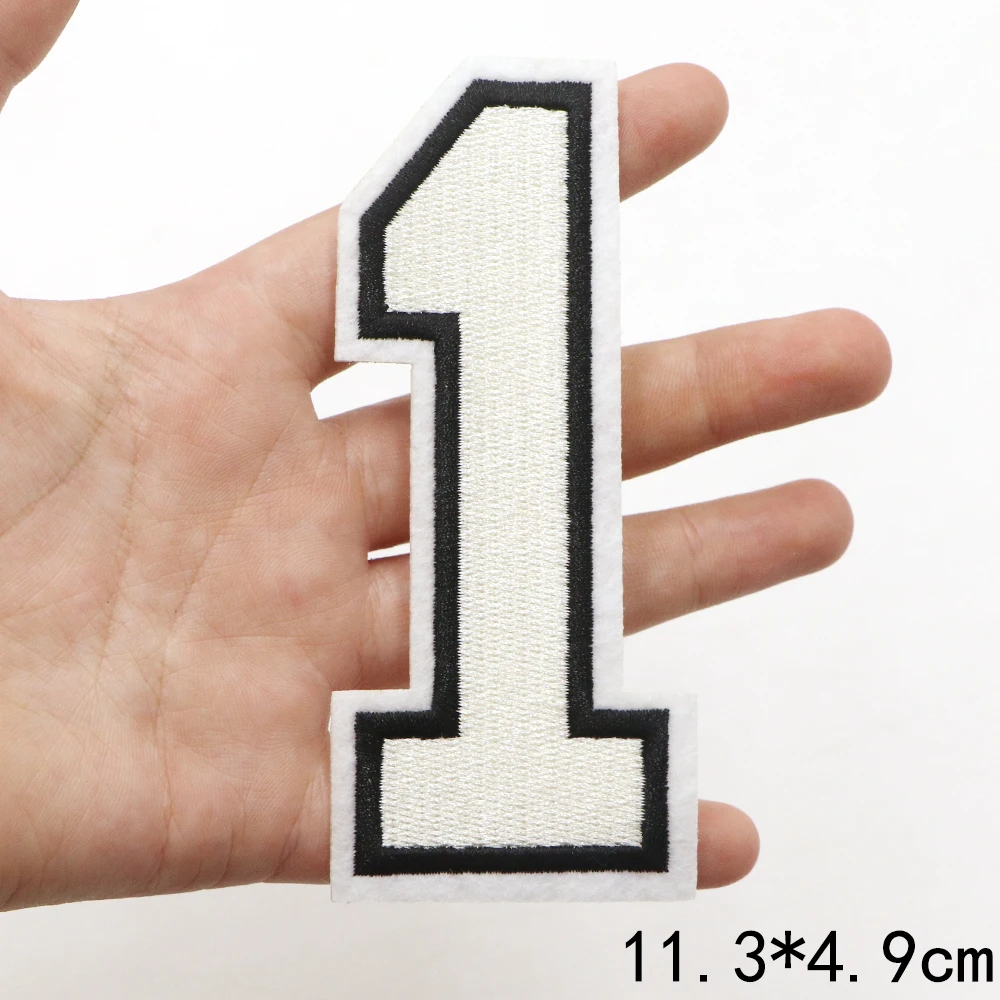 1pc weiß 11,3 cm 0-9 Nummer Buchstaben Patches für Kleidung Hut Jacke shose nähen Stickerei Applique Patches auf Kleidung dekorieren DIY – Detail 5