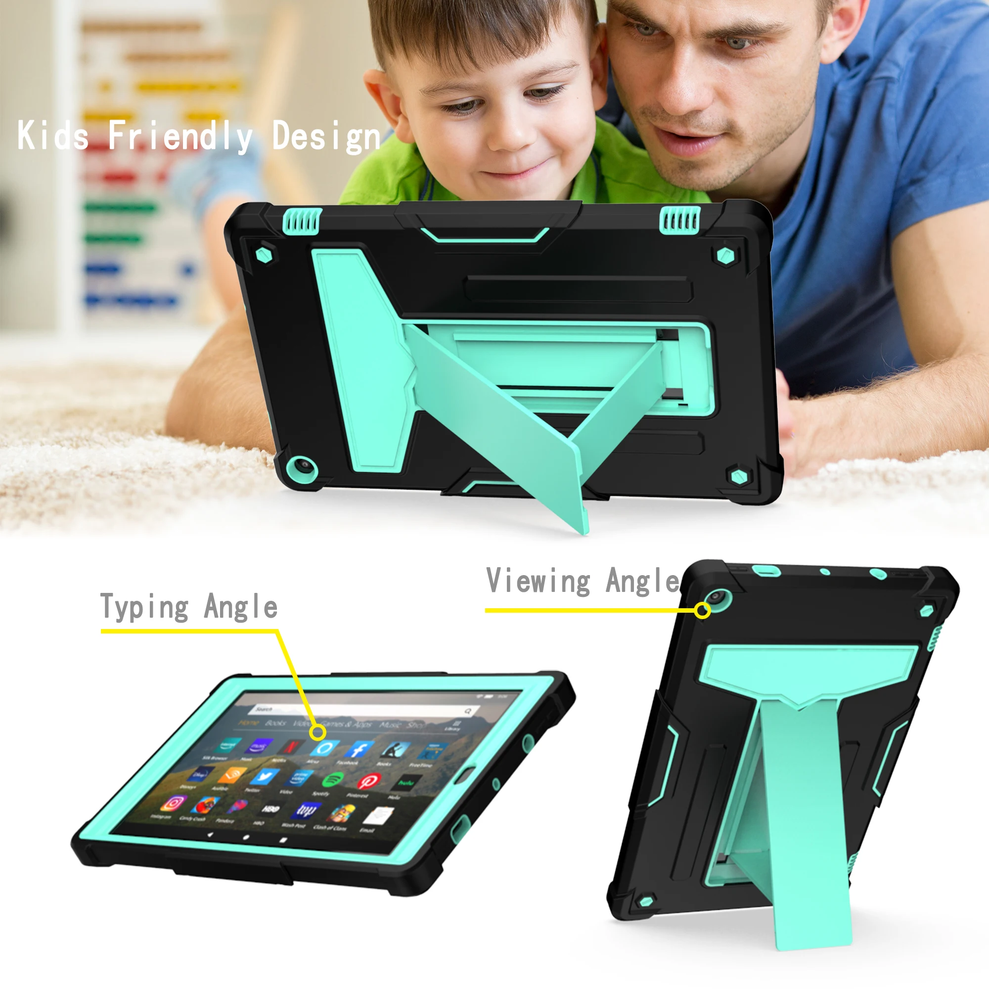 

Планшет чехол для Amazon Kindle Fire HD 10 2021 2019 2017 HD7 2022, безопасный противоударный защитный чехол для детей