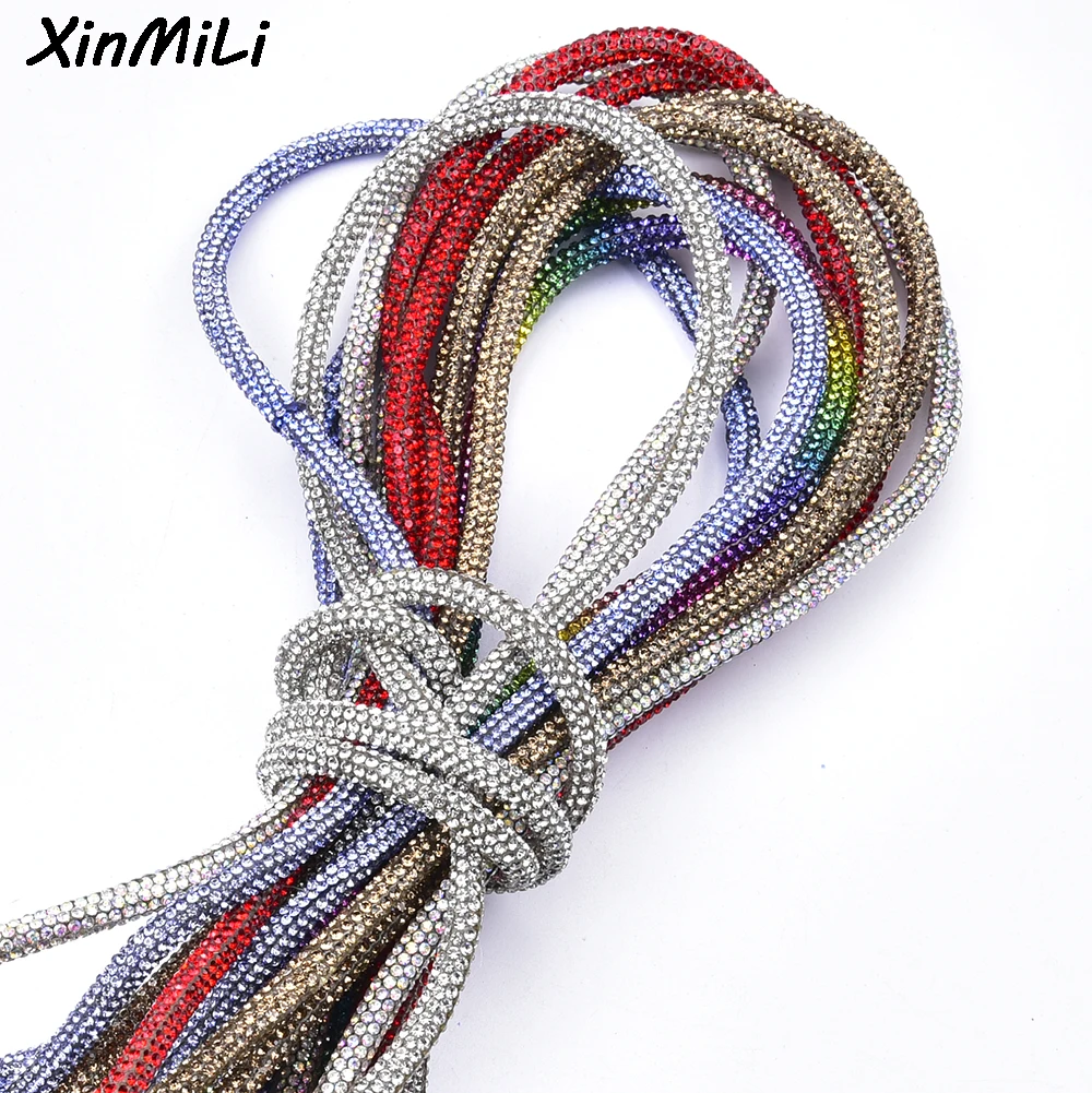 

Glitter Glass Crystal Diamond String Cord 6mm Rhinestone Tube Rope Diy Earrings Drawstring Headband Garment Trim Accessories