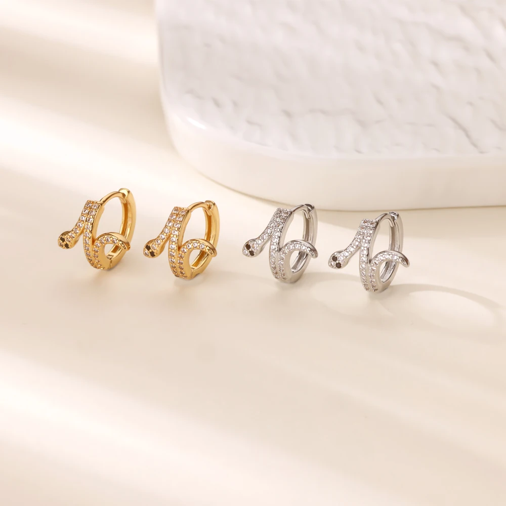 Zircon Green Snake Stud Earrings For Women