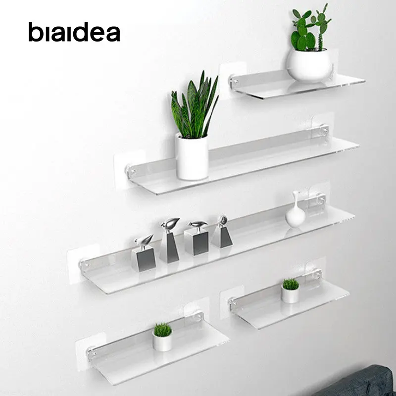 Bathroom Wall Rack Acrylic No Drilling Toilet Transparent Shelf Hanging