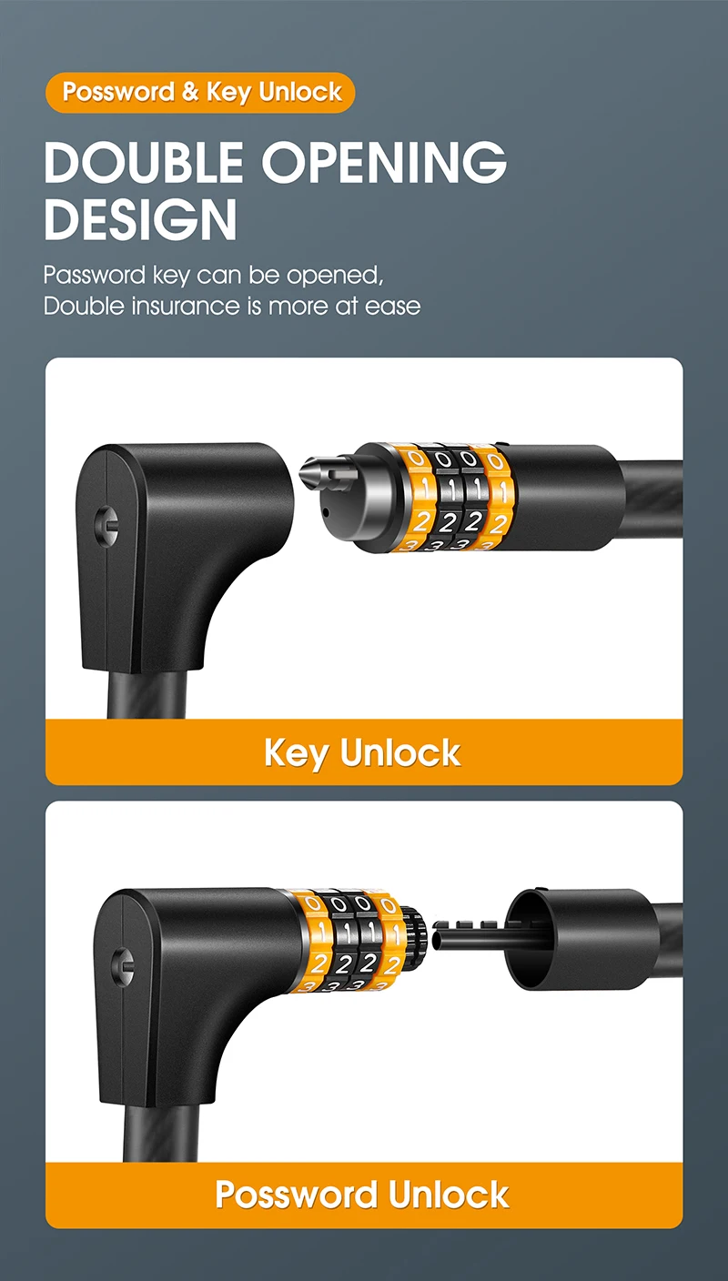WEST RADFAHREN Passwort Schlüssel Sicherheit Bike Lock Fahrrad 4-5 Digital Code Schlösser Stahl Kabel Motorrad MTB Elektrische Roller zubehör – Detail 4