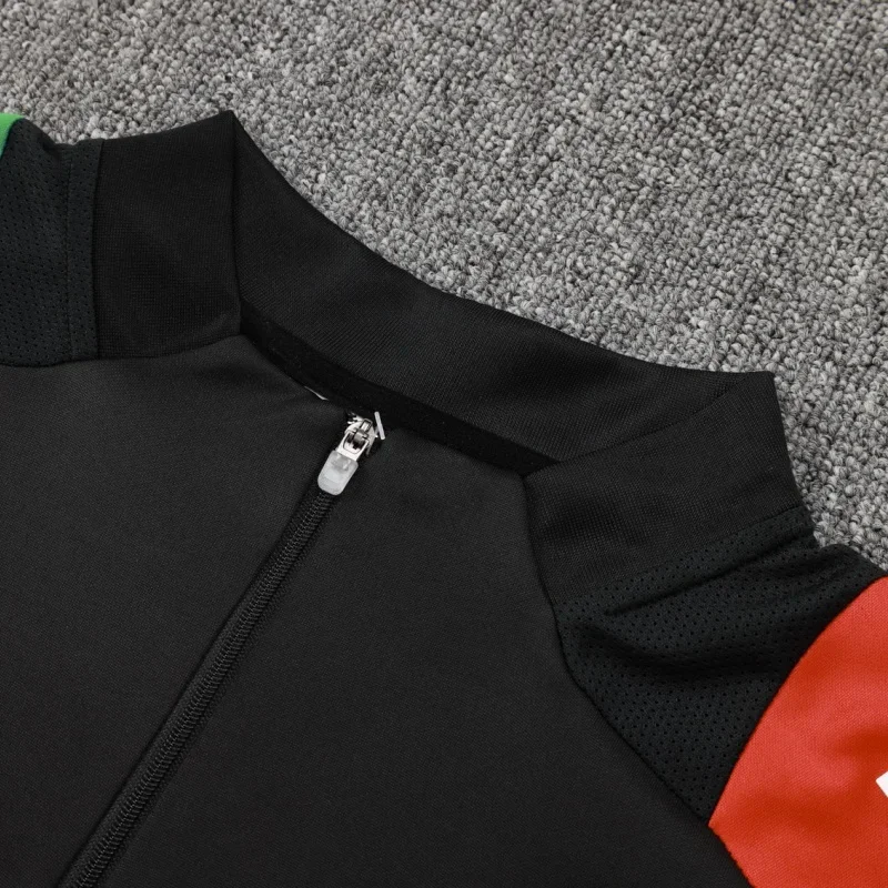 Adidas Soccer Jerseys Men Anti-wrinkle Fashionable Zippered Quick-dry Youth Sportswear Training Suit Red and Black