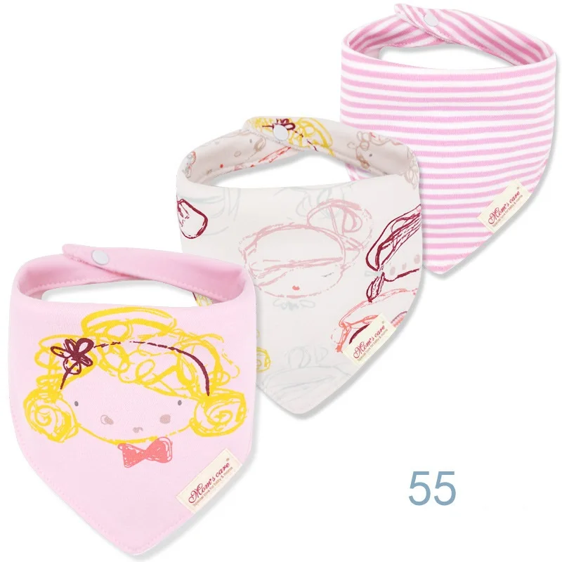 3pcs Per Lot Baby Bibs Bandana Set Cotton Multi-Style Triangle Cartoon Babadores Para Bebe Infant Boys Girls Saliva Towel KF025 baby bib,cotton bib set,cotton bib,saliva towel