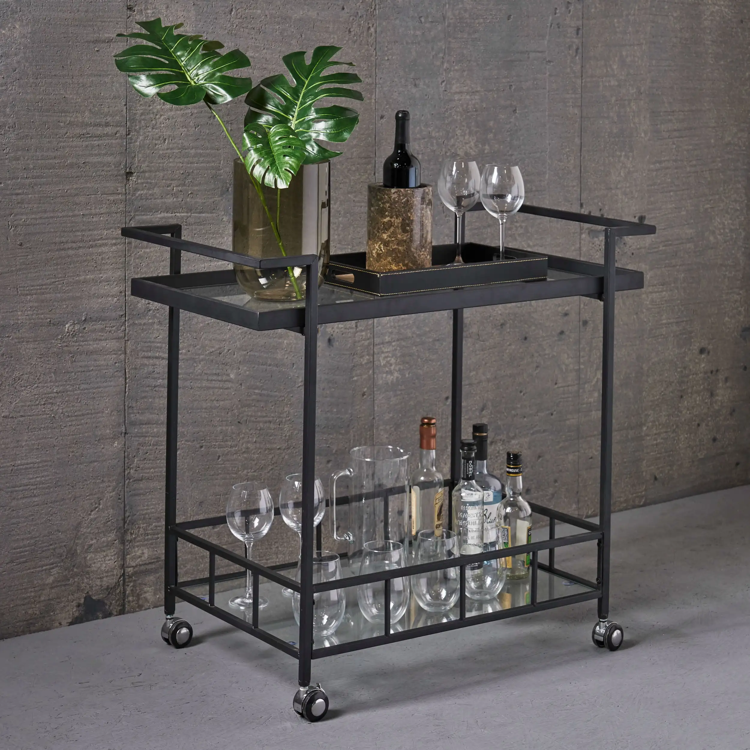 

Cinphany Tempered Glass Bar Cart