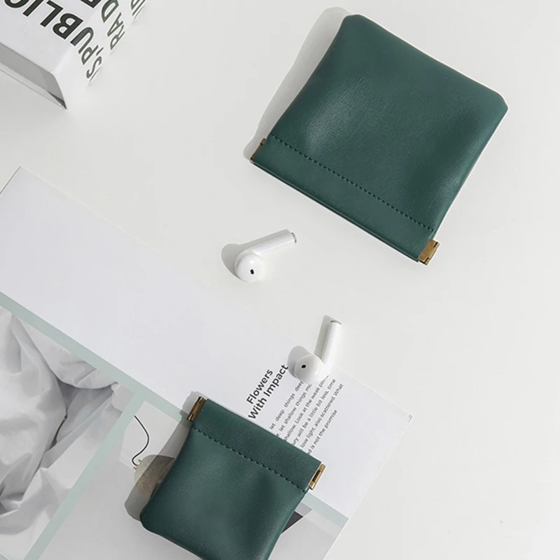 Lady Cosmetic Bag Small Portable Lipstick Protective Sleeve Mini Bag Earphone Sundries Lipstick Storage Bag PU Leather Small Bag