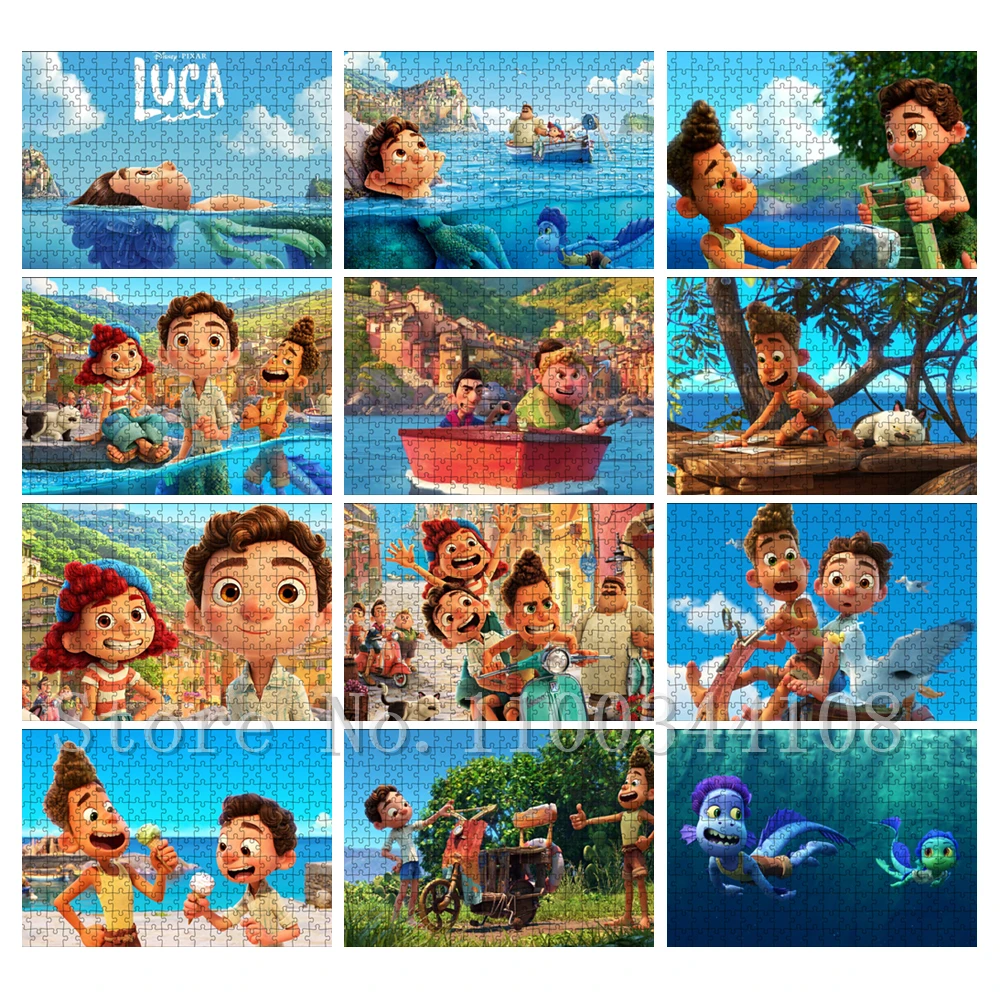 

Disney Luca Movies Jigsaw Puzzles 300/500/1000 Pieces Cartoon Anime Wooden Puzzles Baby Montessori Educational Toys Kids Gifts