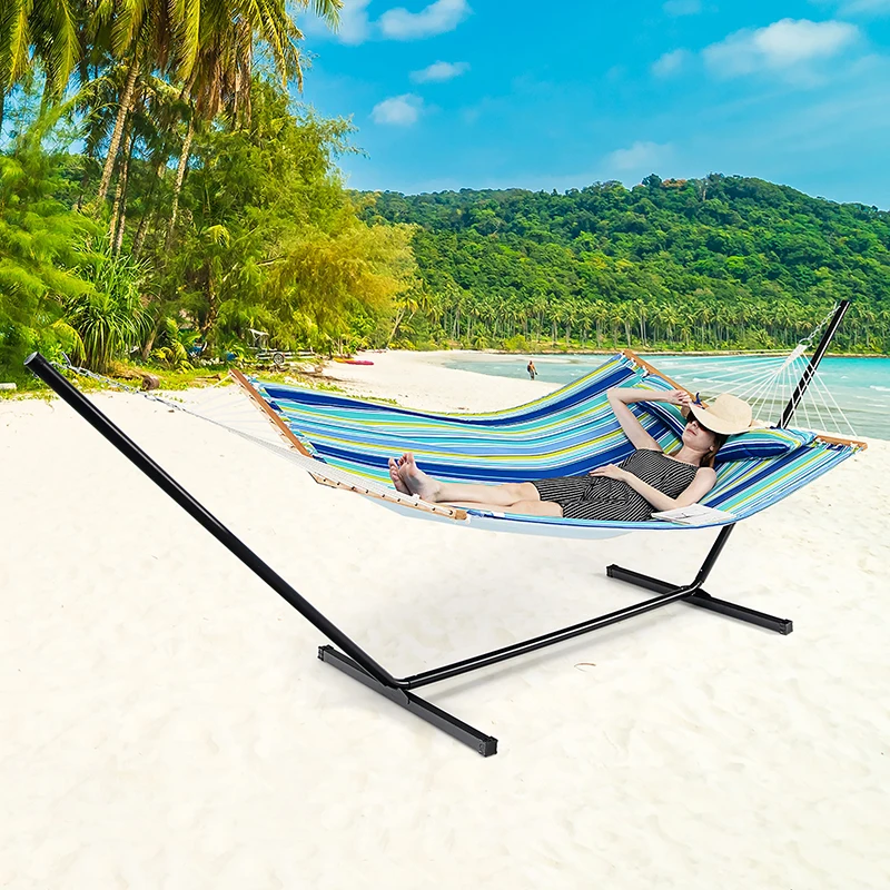 

Patio Hammock Foldable Portable Swing Chair Bed with Detachable Pillow Outdoor Beach Garden Camping Hammock
