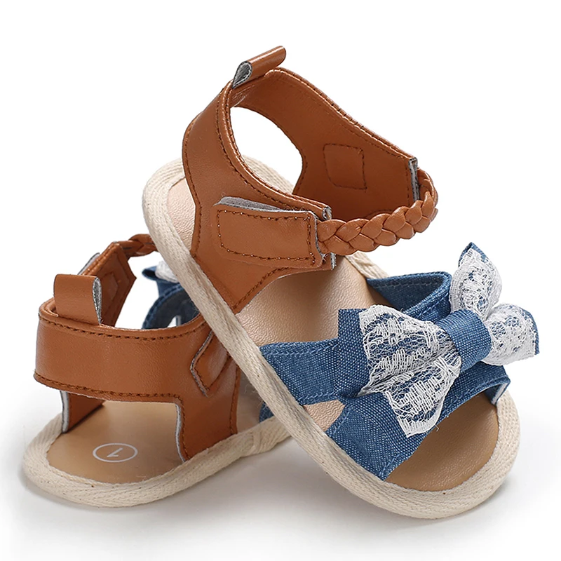 Cute Baby Girl Sandals Beach Slippers Infant Flexible Non-slip Bowknot Summer Flats Toddler Shoes Princess First Walkers