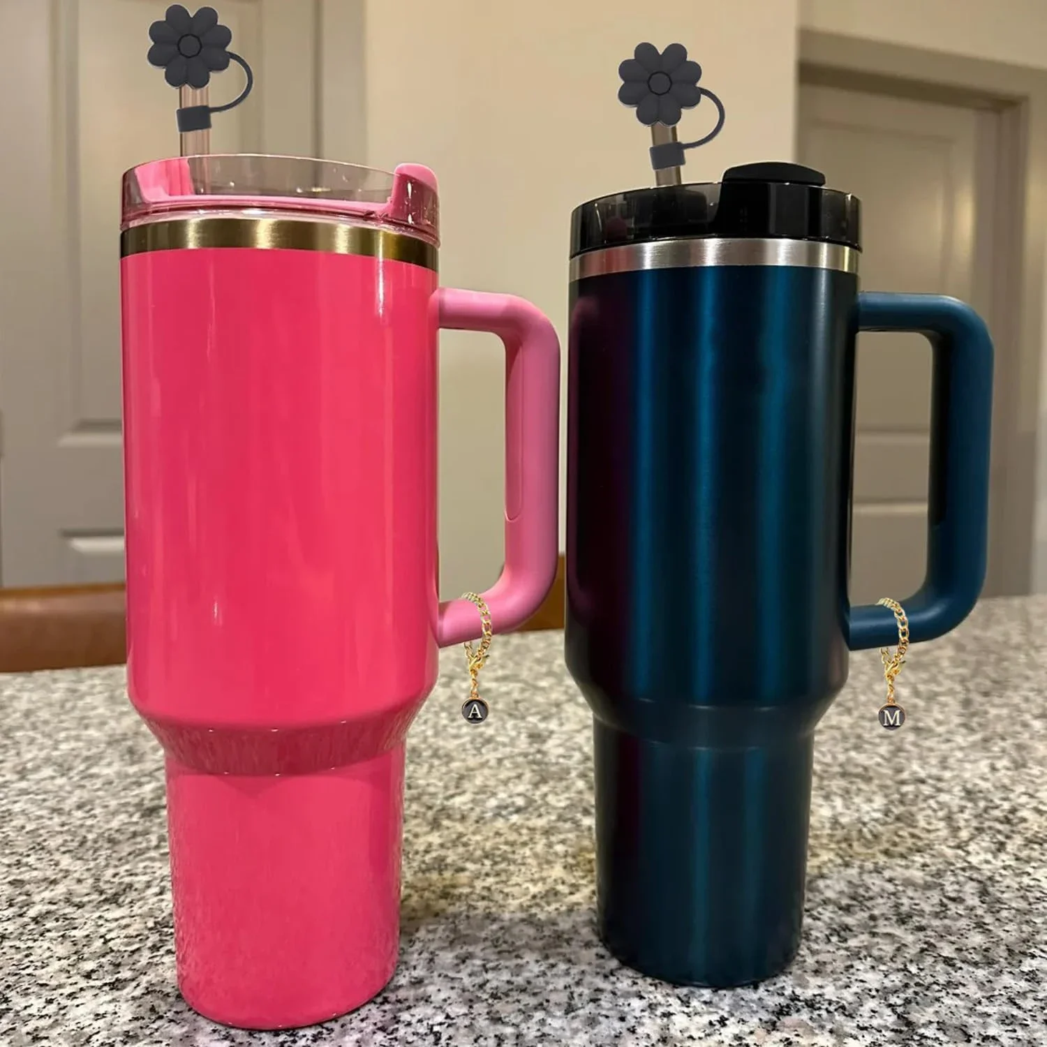 Straw Cover Cap Straw Toppers Letter Charms for Stanley 30/40Oz Tumbler with Handle Cup 10mm Straw Tumbler Accessories