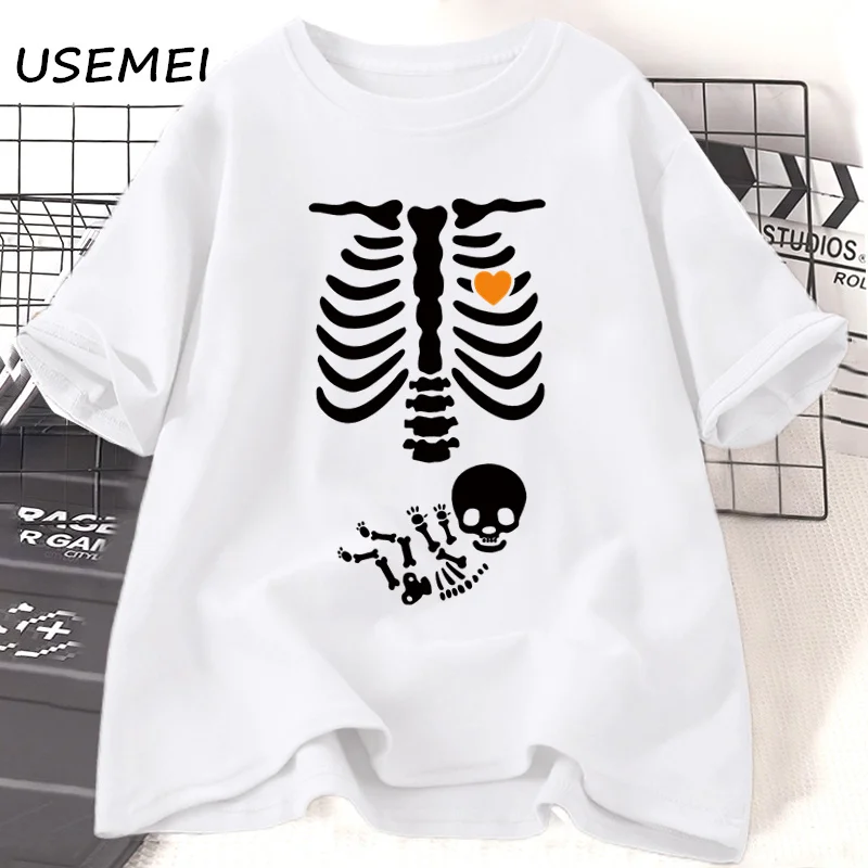 Schwangere Frauen fallen neue Mutter T-Shirts Kleidung Skelett Halloween Mutterschaft T-Shirt lustige Mutter Schwangerschaft Ankündigung T-Shirt