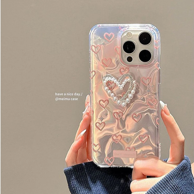 Romantic Heart Butterfly Lustre Lining Hard Phone Case