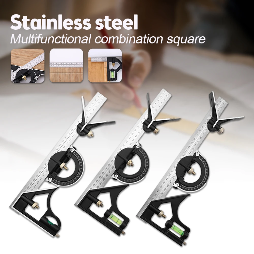 3 In 1 Square Angle Ruler Set Engineer Adjustable Combination Level ...