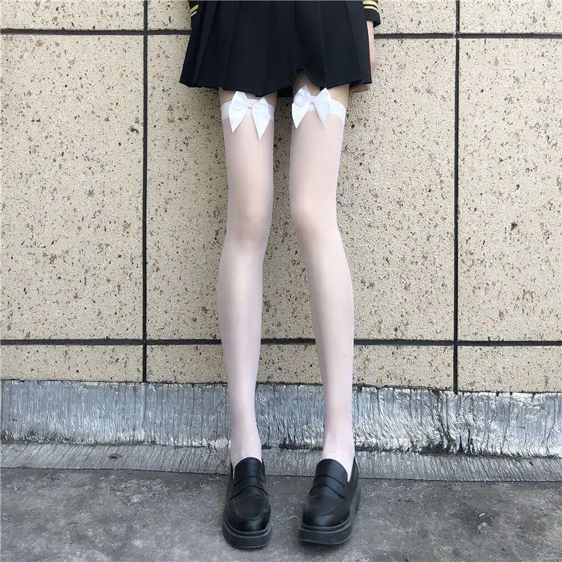 JK bow stockings Japanese thin anti-hook wire mid-high tube over-the-knee socks female students insula sexy appearance slim vers