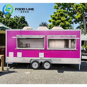 Food Trailer, Food Truck, Container, Carrello Alimentare, Rimorchio Bar Mobile, Attrezzature Complete da Cucina, Ampio Spazio di Preparazione per Eventi di Catering