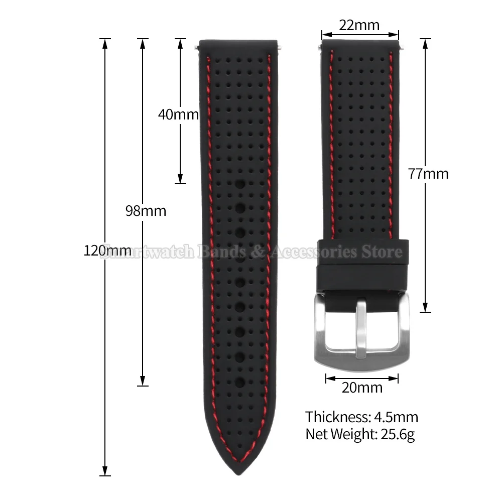 Breathable Silicone Quick Release Watch Strap - Soft Rubber Bracelet