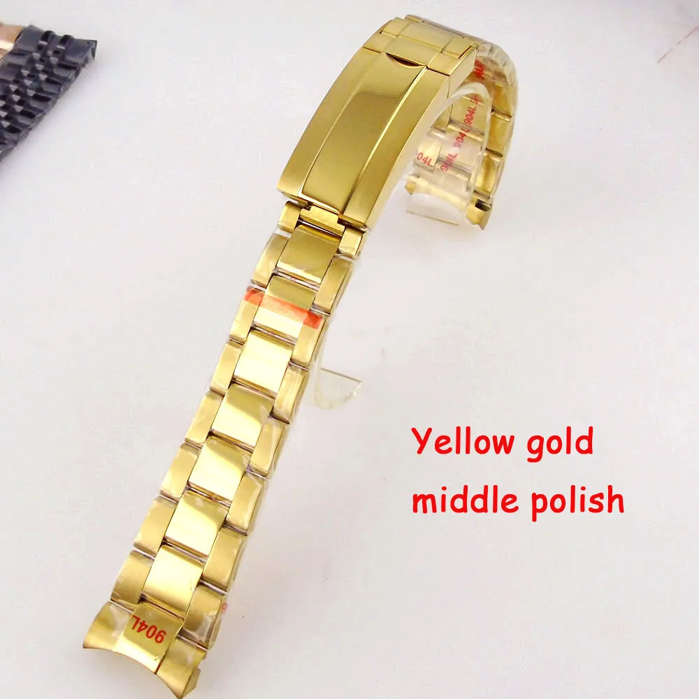 20mm Polish Brushed Watch Band Strap Watchband Bracelet 316L Stainless Steel  Rose Gold Silver glidelock system clasp
