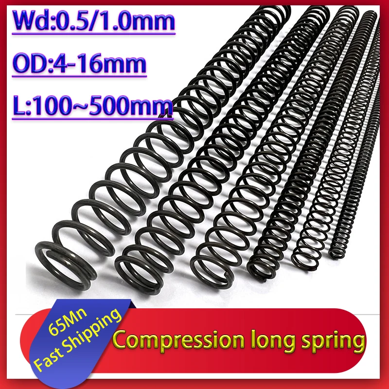 

Diameter 0.5mm 1.0mm Length 100-500mm 65MN Strong Compression Spring Steel Mechanical Cylindrical Spiral Coil Rotor Return Force