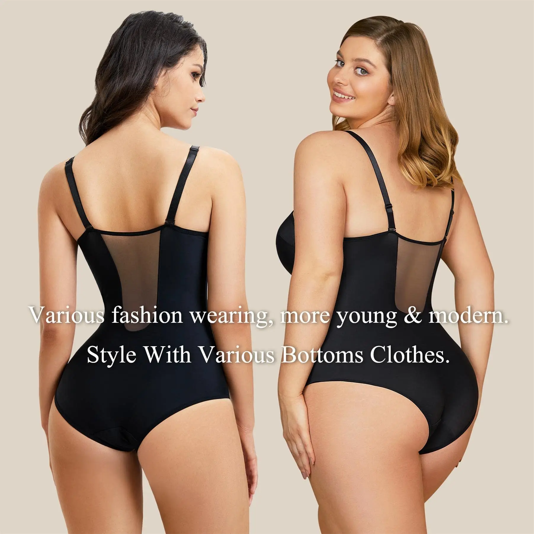 Shapewear Bodysuit for Women Tummy Control Low Back Body Shaper