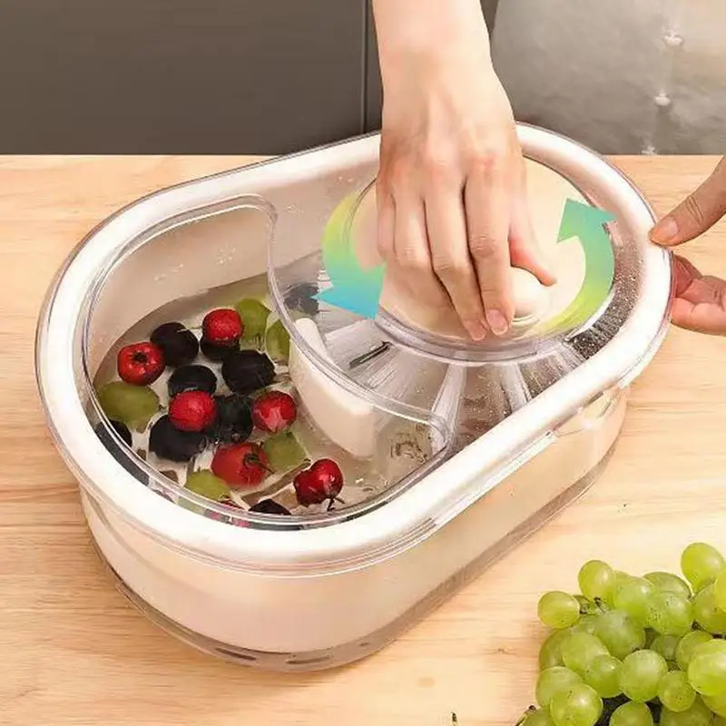 Household Vegetable Fruits Cleaner Sets Manual Water Salad Spinner Fruit Drain Basket Dryer Hand Crank Household Kitchen Gadget