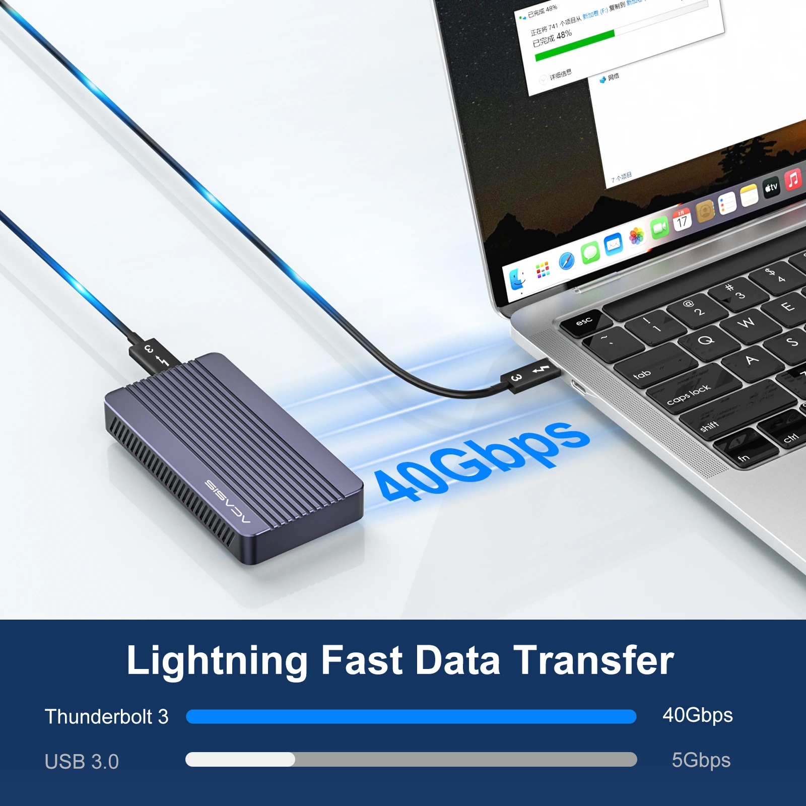 ACASIS 40Gbps External Hard Driver M.2 NVMe PCIe SSD Case Enclosure Compatible With Thunderbolt 3/4, USB3.2/3.1/3.0/2.0 Disk Box