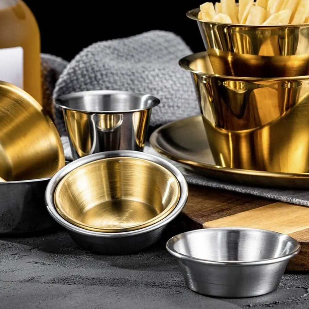 Sushi Dipping Sauce Dishes Mini Appetizer Plates 304 Stainless Steel Seasoning Tray 7/8/10/11cm Bowl Sauce Plate 1Pcs