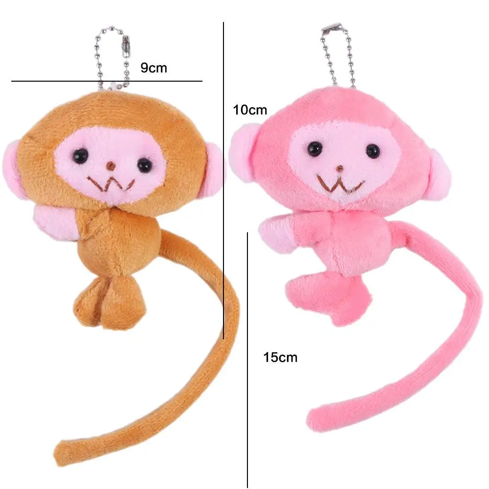 Long Tailed Monkey Doll Key Chain Stuffed Animal PP Cotton Monkey Pendant Bag Charm Soft Doll Plush Monkey Toy For Children