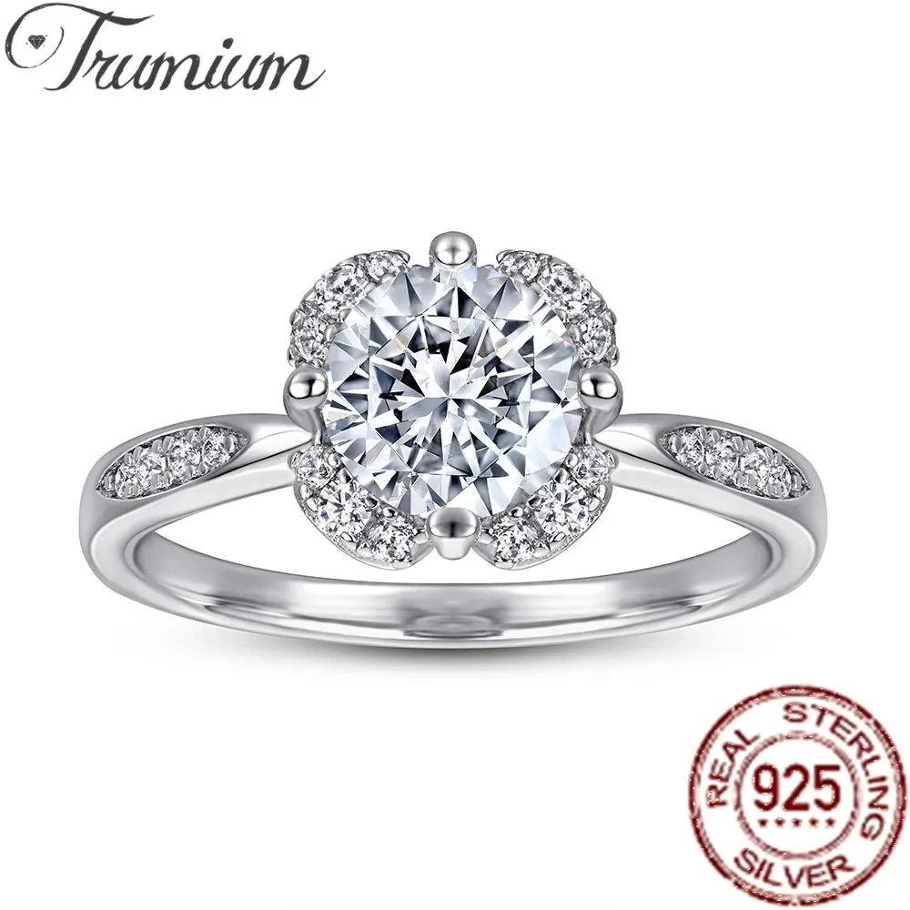 

Trumium 1ct 100% 925 sterling silver rings for women 6.5mm 5A Zircon Wedding Engagement Ring Fine Jewelry Dropshipping
