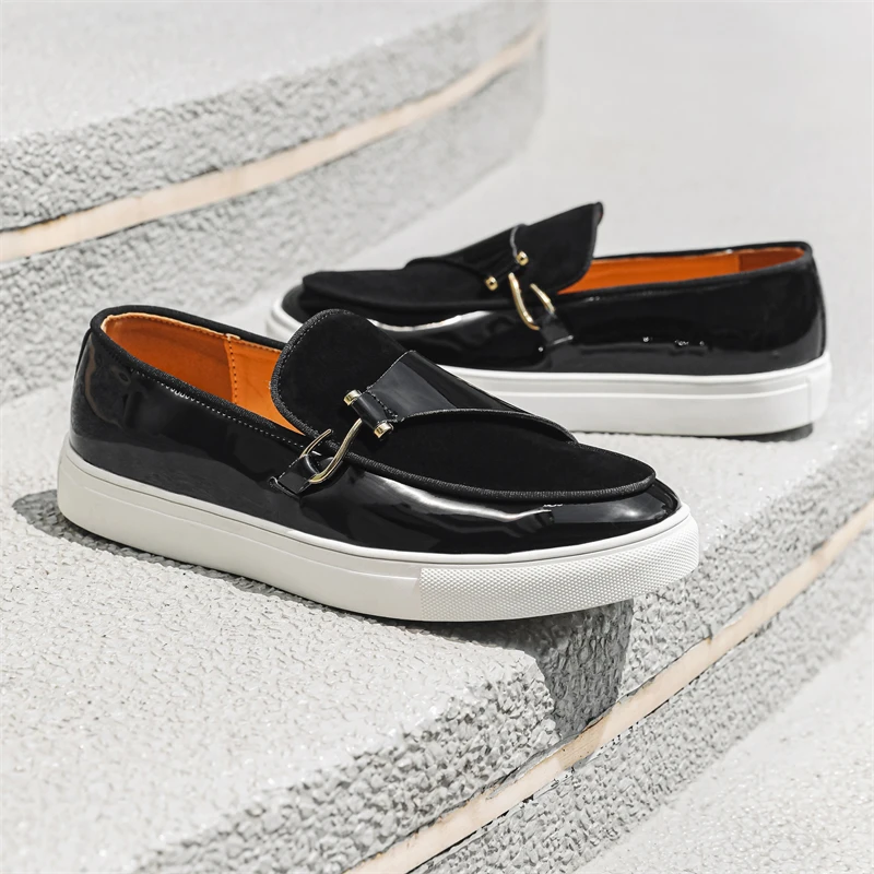 Spring Autumn Minimalist White Men's Loafers Thick Sole Massage Sole Men's Business Work Shoes Anti Slip Commuting Driving Shoes