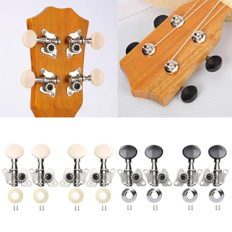 

Durable Classical Ukulele Tuning Pegs Machine Heads Replacement + 2R Tuners with Mouting Screws Easy to Install