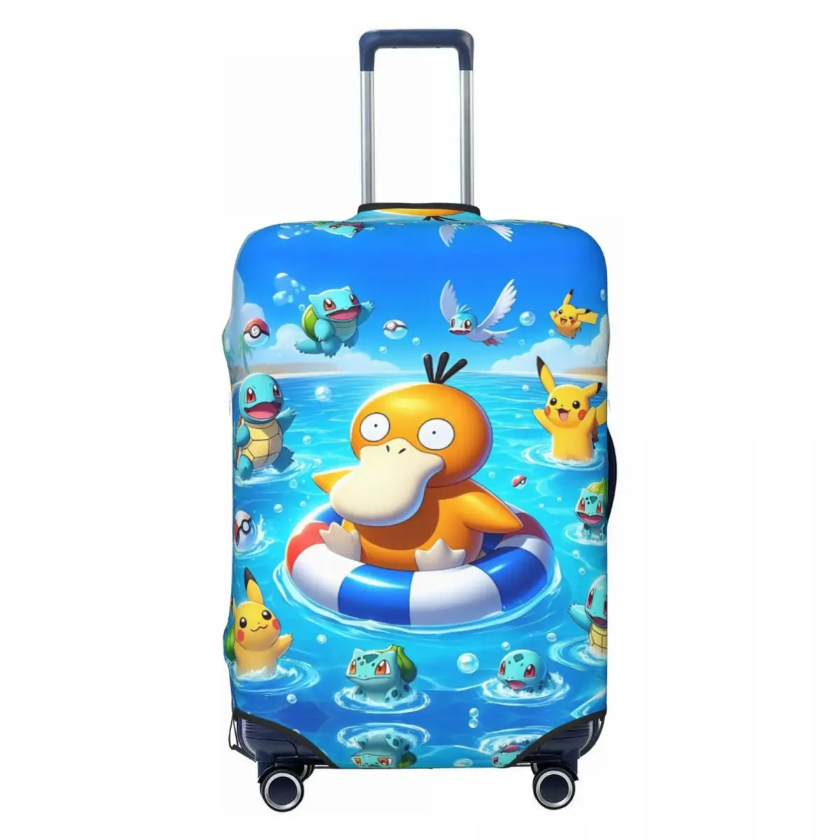 Game Pokemon Psyduck Printed Suitcase Cover Flight Business Elastic Luggage Accesories Protection 2
