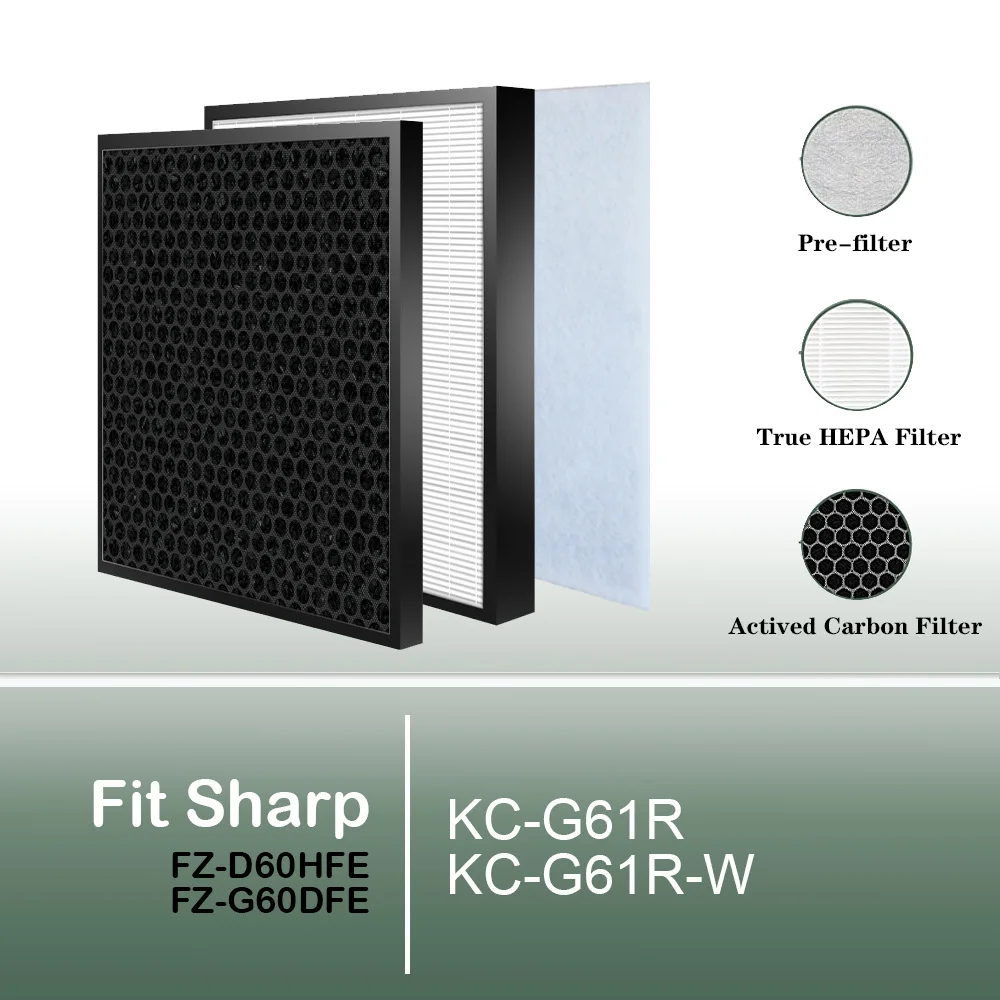 

For Sharp KC-G61R KC-G61R-W KC-G61RW Air Purifier filter Replacement HEPA Carbon Filter FZ-D60HFE FZ-D60DFE