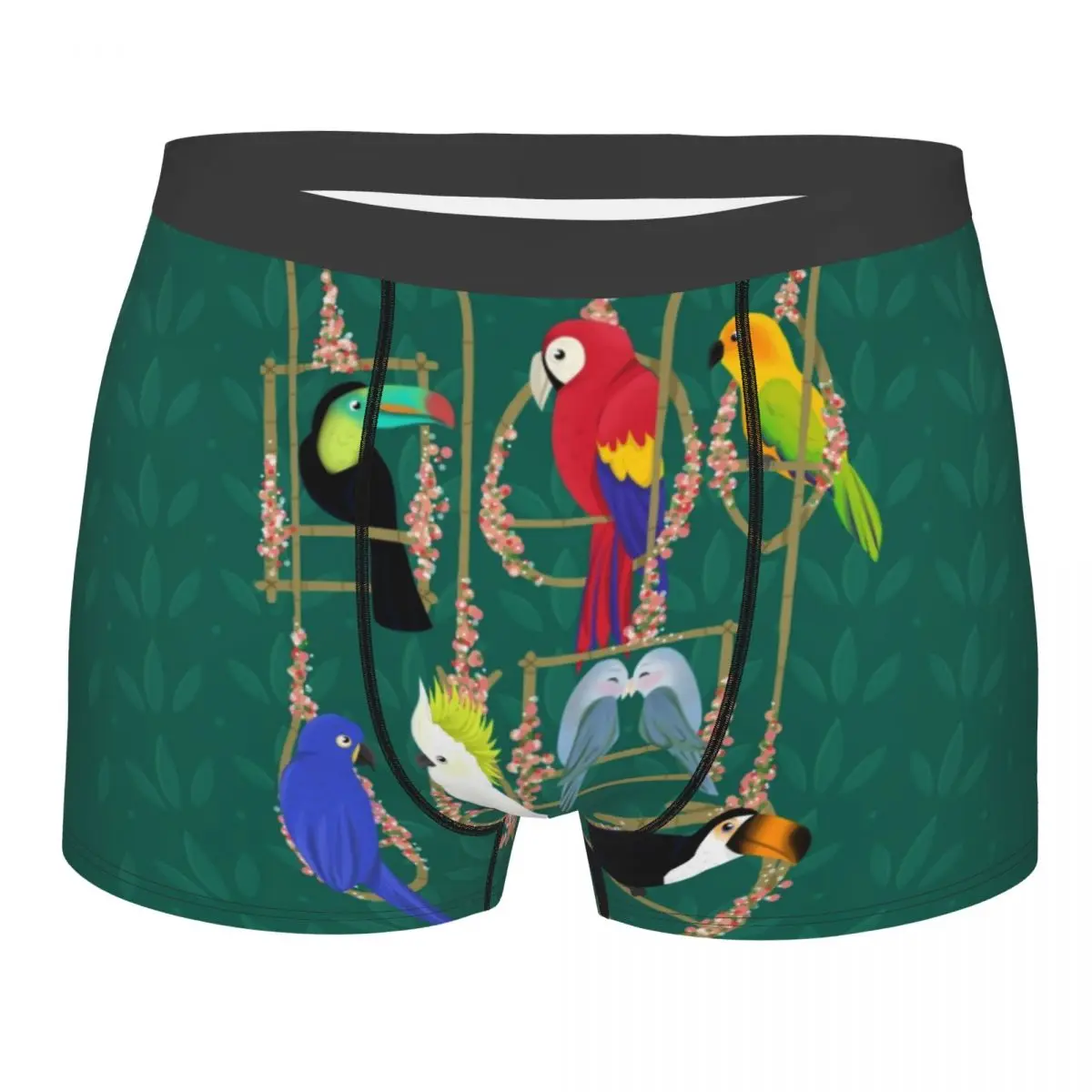 

Tropical Getaway Parrot Birds Underwear Men Sexy Printed Customized Cockatiel Budgie Toucan Boxer Shorts Panties
