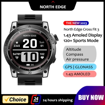 NORTH EDGE 2023 New GPS Watches Men Sport Smart Watch HD AMOLED Display 50M ATM Altimeter Barometer Compass Smartwatch for Men 1