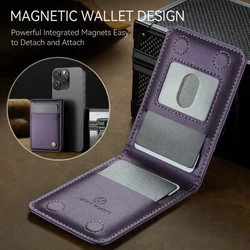 Magsafe Magnetic PU Leather Phone Wallet Case with Credit Card Holder and Flip Purse (Purple)