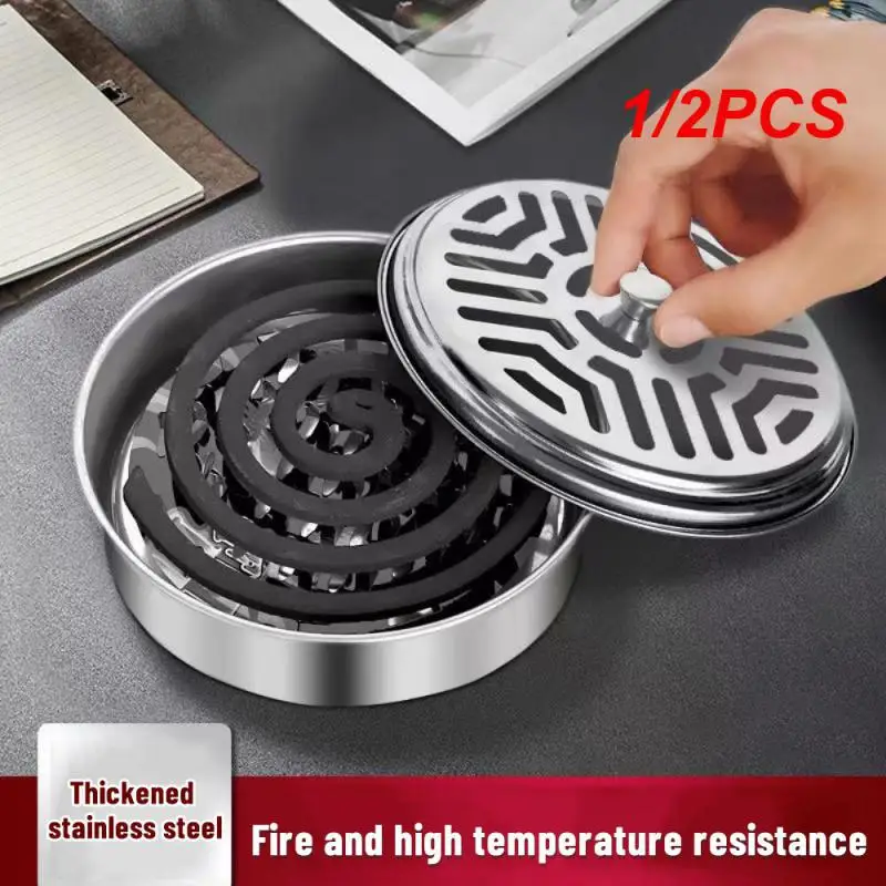 

1/2PCS Portable Mosquito Coils Holder Large Hotel Metal Repellent Rack With Cover Mosquito Coil Tray Summer Anti-mosquito Home