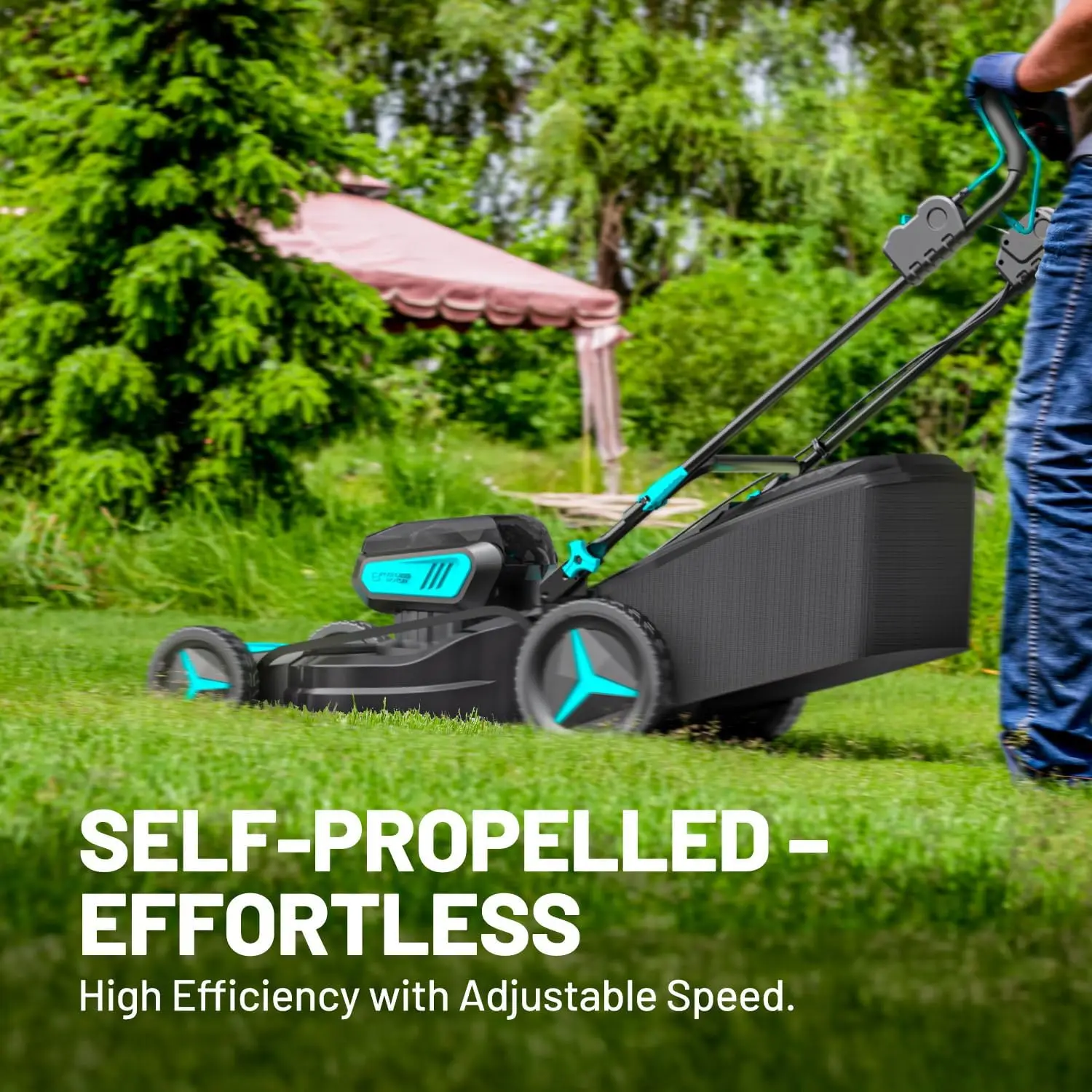 2*20V 21 inch Self-Propelled Lawn Mower Cordless, 3-in-1 Brushless Electric Lawn Mower with 6-Position Cutting Height Adjustment