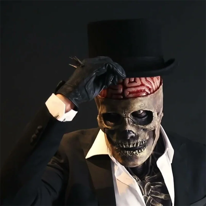 Máscara de calavera de cabeza completa, esqueleto Horrible, Cosplay de  Halloween, máscara de terror, máscara de servicio malvado, casco no tejido,  sombrero para fiesta, suministros - AliExpress