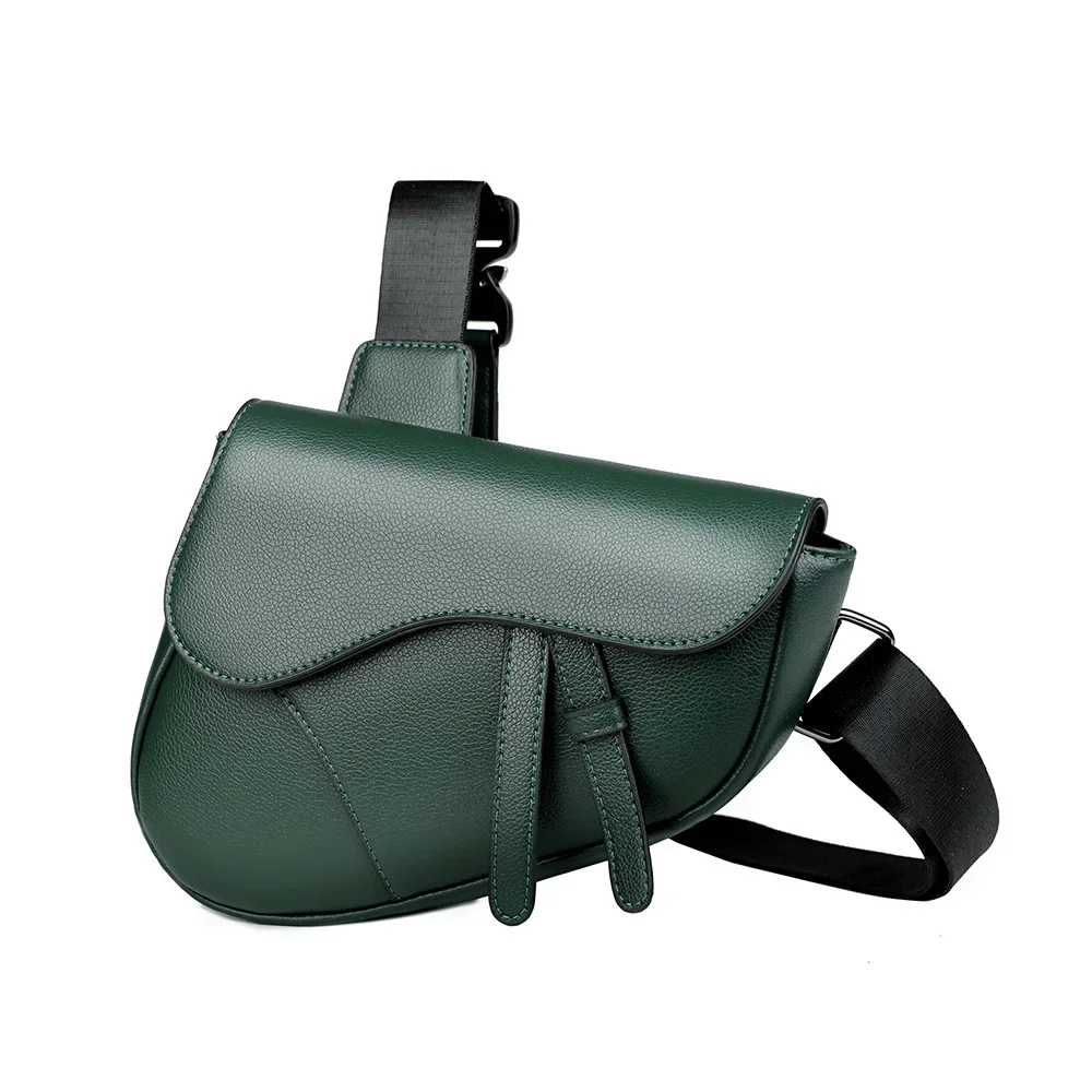 Men's Solid Color Casual Crossbody Messenger Bag – Lightweight Saddle Design with Zipper and Single Shoulder Strap