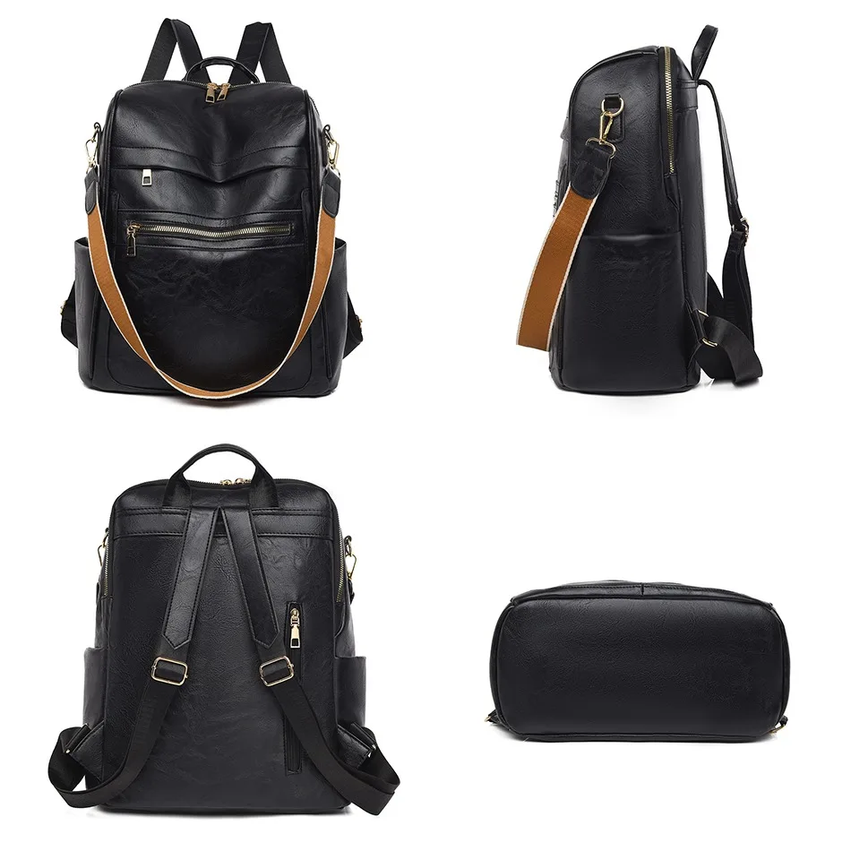 Schooll Bags Travel Bagpack Ladies Bookbag High Quality Leather Back Pack Women Large Capacity Multifunctional Backpacks Woman 4